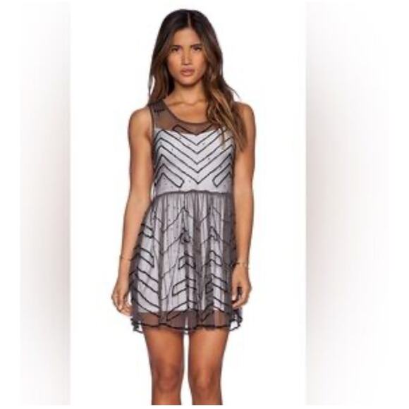 Free People Black and White Mini Dress - Picture 1 of 8